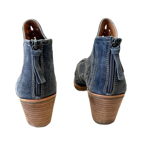 Sofft Westwood Ankle Boots Suede Blue-Grey Perforated Western Size 10 - Picture 4 of 9